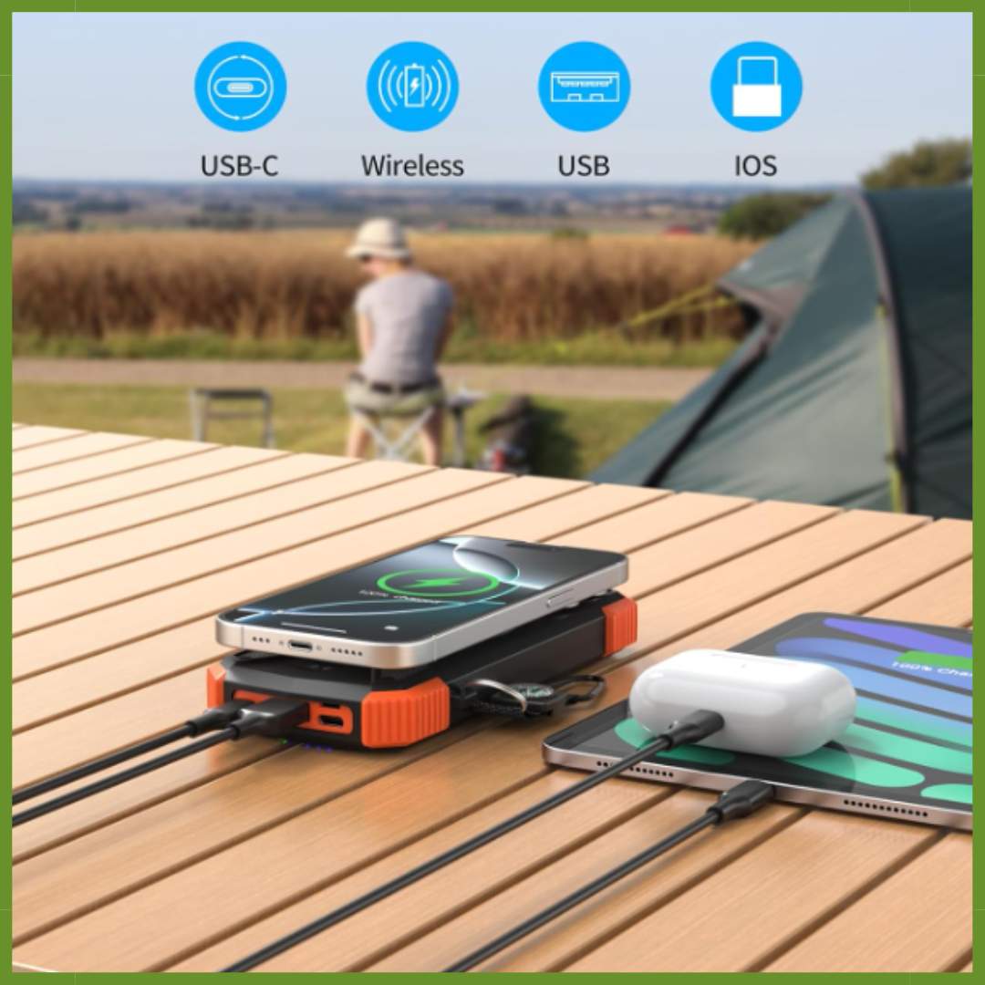 Batería Solar Multiusos Con Linterna y Brujula