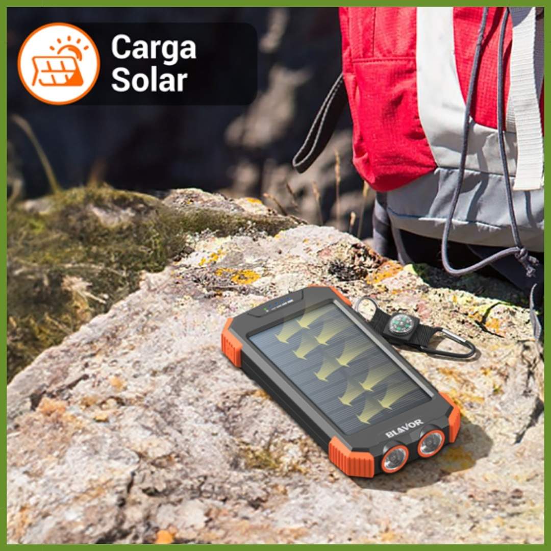 Batería Solar Multiusos Con Linterna y Brujula