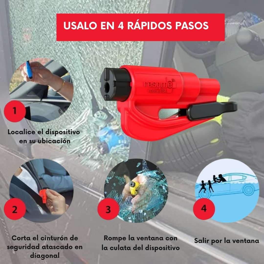 3 x KIT RESCATE 2 EN 1 CORTA CINTURON Y ROMPE CRISTAL