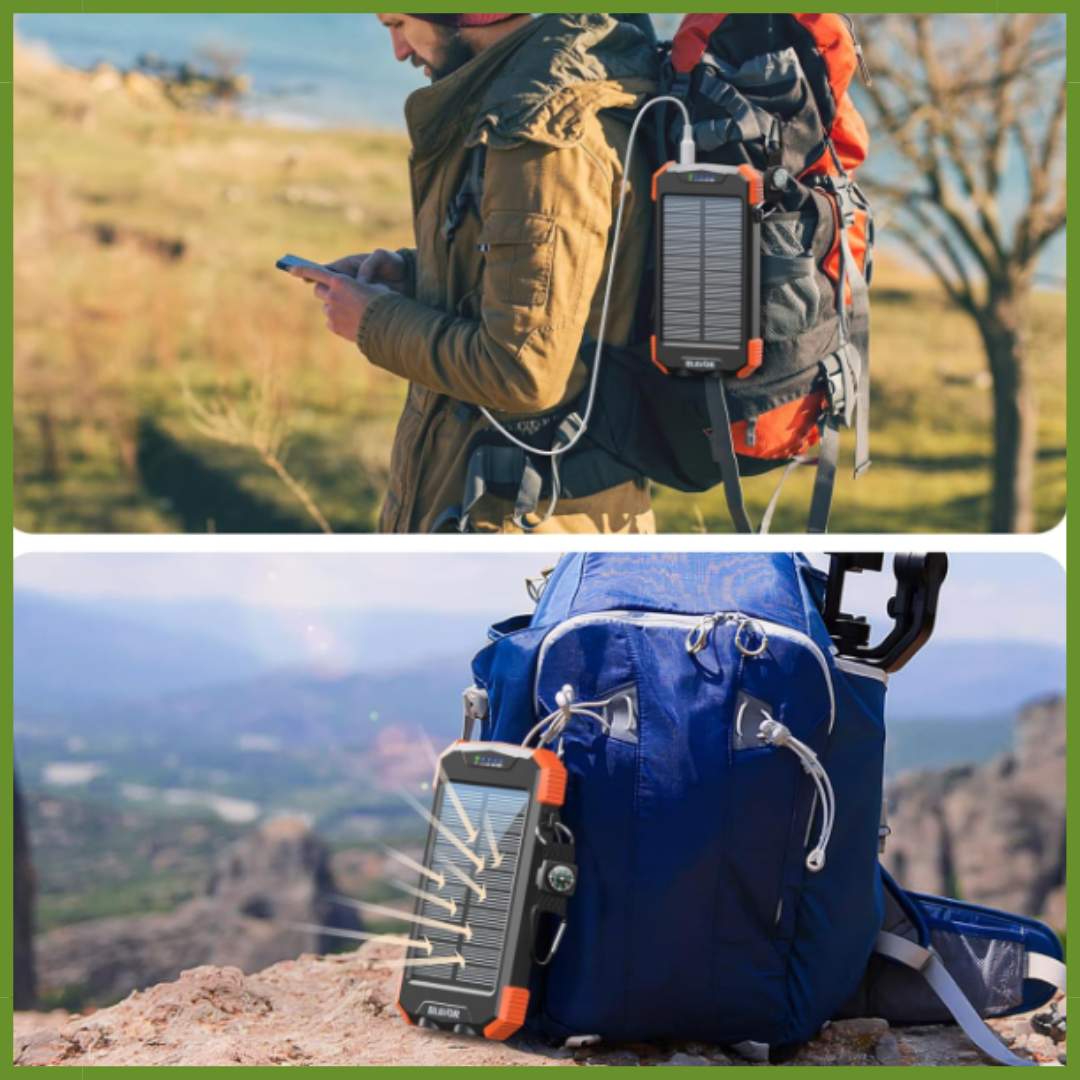 Batería Solar Multiusos Con Linterna y Brujula